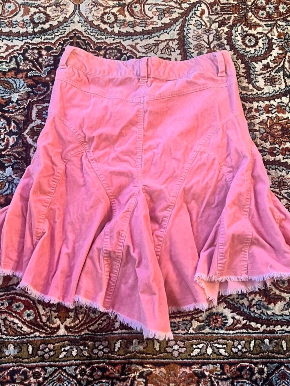 Forever 21 Vintage Pink Corduroy Frayed Hem Skirt XS